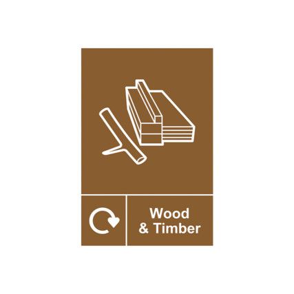 Wood & Timber Recycling Sign Self Adhesive Vinyl 200mm x 300mm