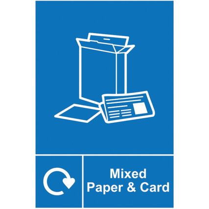 Mixed Paper & Card Recycling Sign Self Adhesive Vinyl 150mm x 200mm