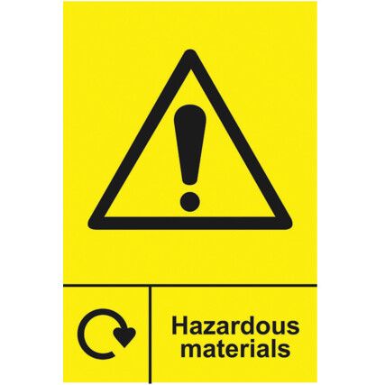 Hazardous Material Recycling Sign Self Adhesive Vinyl 150mm x 200mm