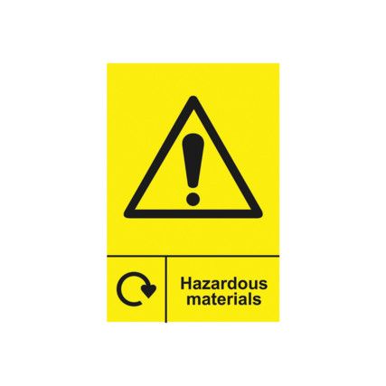 Hazardous Material Recycling Sign Rigid PVC 200mm x 300mm