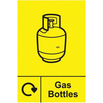 Gas Bottles Recycling Sign Self Adhesive Vinyl 150mm x 200mm