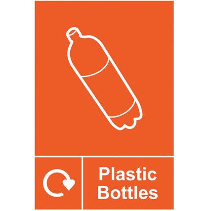 Plastic Bottles Recycling Sign Self Adhesive Vinyl 150mm x 200mm