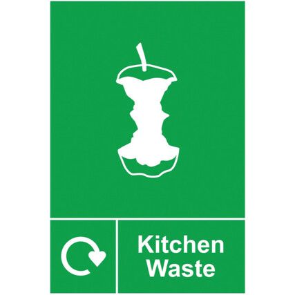 Kitchen Waste Recycling Sign Self Adhesive Vinyl 150mm x 200mm