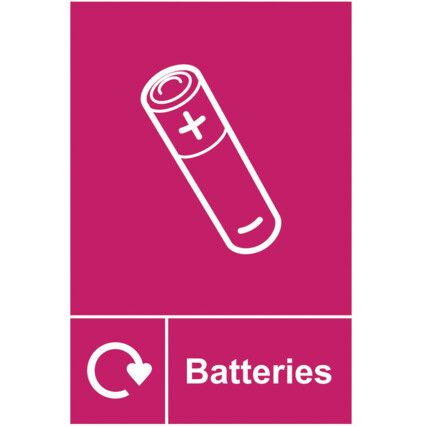 Batteries Recycling Sign Self Adhesive Vinyl 150mm x 200mm