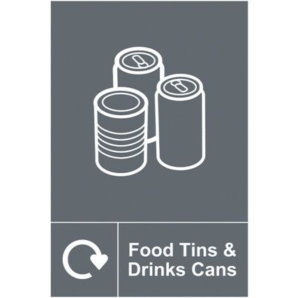 Food Tins & Drinks Can Recycling Sign Self Adh Vinyl 150mm x 200mm