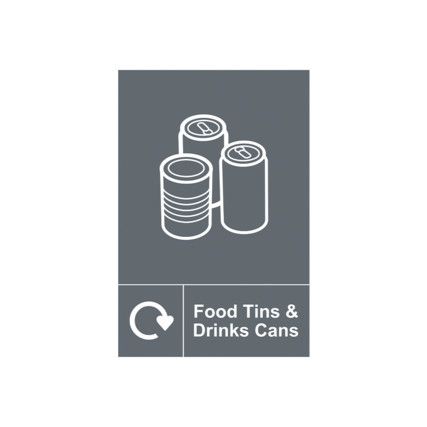 Food Tins & Drinks Cans Recycling Sign Rigid PVC 150mm x 200mm