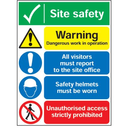 Site Safety Warning Dangerous Work Rigid PVC Sign - 300 x 400mm