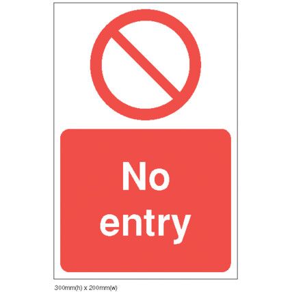 No Entry Rigid PVC Z-Barrier Sign 200mm x 300mm