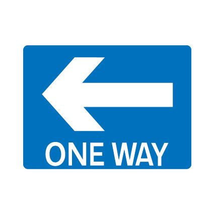 One Way Left Wall-fix Class 2 Reflective Aluminium Sign 600mm x 450mm