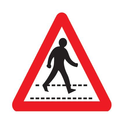 Pedestrian Crossing Post-fix Class 2 Reflective Aluminium Sign 680mm x 600mm