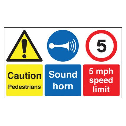 Pedestrians Rigid PVC Caution Sign 500mm x 300mm