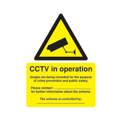 CCTV in Operation Vinyl Warning Sign 148mm x 210mm