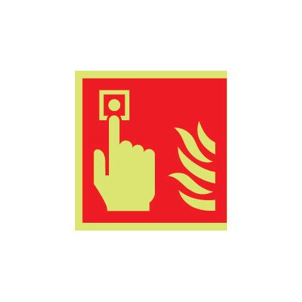 Fire Alarm Photoluminescent Vinyl Sign 200mm x 200mm