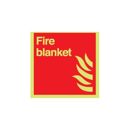 Fire Blanket Photoluminescent Vinyl Sign 100mm x 100mm