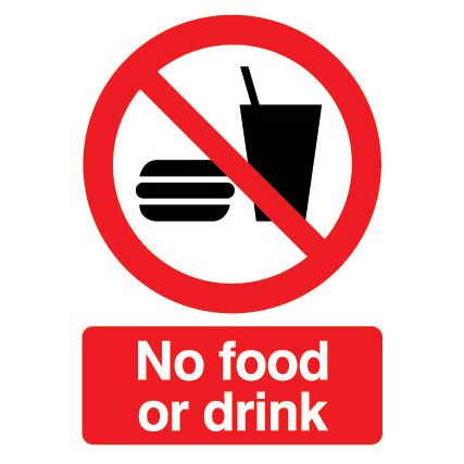 No Food or Drink Vinyl Sign 148mm x 210mm