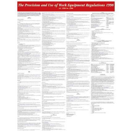 The PUWER Regulations 1998 Rigid PVC Wall Guide - 450 x 590mm