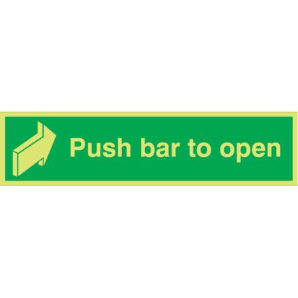 Fire Exit Push to Open Photoluminescent Rigid PVC Sign 600mm x 75mm