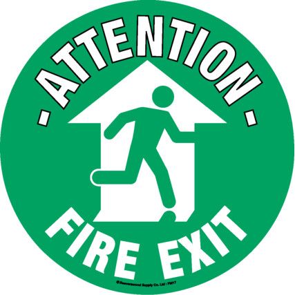 FM17 Floor Marker Fire Exit PVC Film Sign 430mm x 430mm