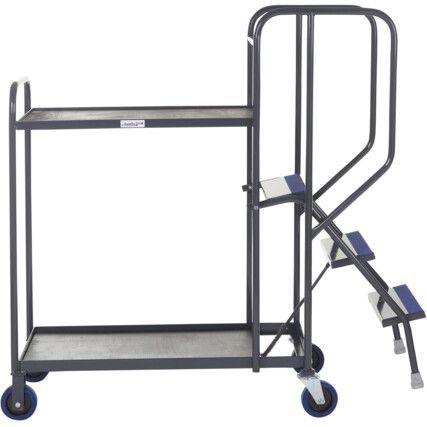 STEPPED PICKING TROLLEY, 2 TIER,3 STEP, 800 X 500 TIMBER