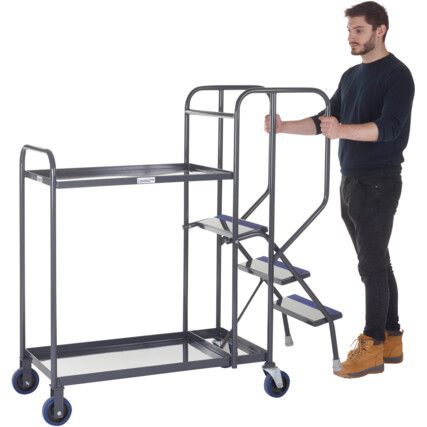 STEPPED PICKING TROLLEY, 2 TIER,3 STEP, 800 X 500 STEEL