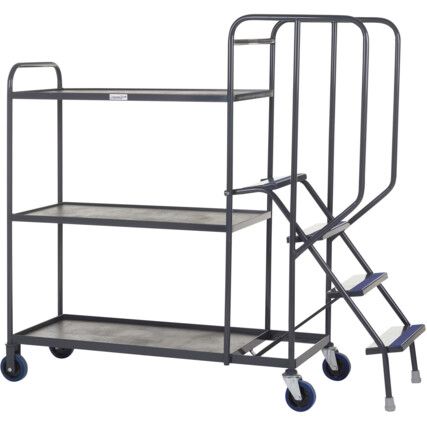 STEPPED PICKING TROLLEY, 3 TIER,4 STEP, 1000 X 500 TIMBER