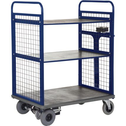 POWERED DISTRIBUTION TRUCK-1100H-2 SHELF WITH SIDES-1100X700 BLUE