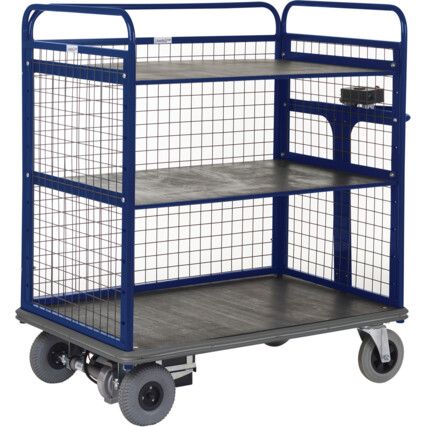 POWERED DISTRIBUTION TRUCK-1100-S IDES BACK+2 SHELVES-1100X700BLUE