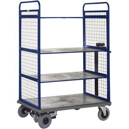 POWERED DISTRIBUTION TRUCK-1100H-3 SHELF WITH SIDES-1100X700 BLUE