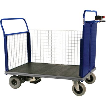 POWERED PLATFORM TRUCK MESH SIDE & OPP END SMALL BLUE 1055x1000x700mm