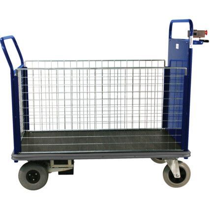 POWERED PLATFORM TRUCK 2 MESH SIDES & OPP END SMALL BLUE 1055x1000x700mm