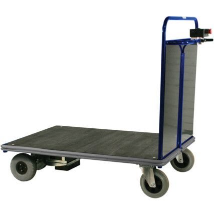 POWERED PLATFORM TRUCK SINGLE STEEL END LARGE BLUE 1055x1200x800mm