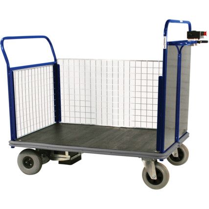 POWERED PLATFORM TRUCK MESH SIDE & OPP END LARGE BLUE 1055x1200x800mm