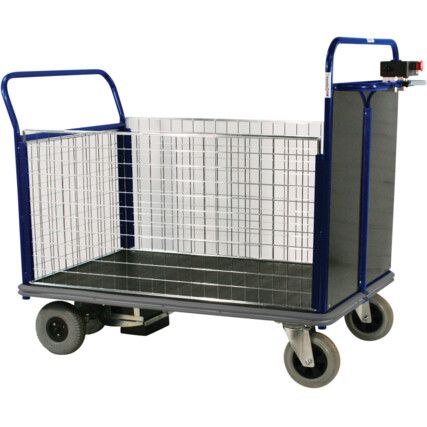 POWERED PLATFORM TRUCK 2 MESH SIDES & OPP END LARGE BLUE 1055x1200x800mm