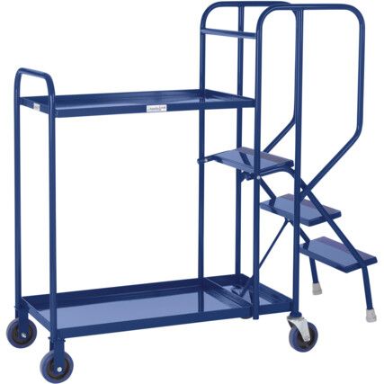 STEPPED PICKING TROLLEY 2 TIER 3 STEP 800 X 500 STEEL BLUE