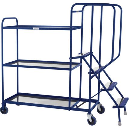 STEPPED PICKING TROLLEY 3 TIER 4 STEP 1000 X 500 STEEL BLUE