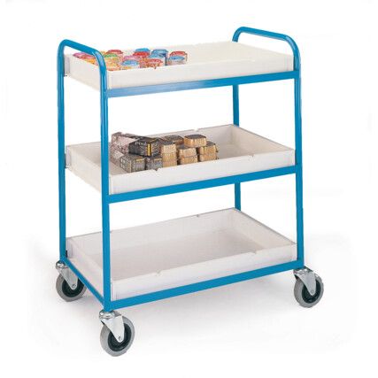 Tray Trolley, 125kg Rated Load, Swivel Castors, 830mm