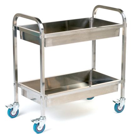 SI822Y STAINLESS STEEL TROLLEY 2 DEEP SHELVES