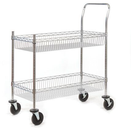 Mesh Sided Trolley, 120kg Rated Load, Swivel Castors, 1100mm