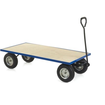 Hand Drawn Truck, 1500mm x 360mm, 500kg Rated Load, Pneumatic Wheels