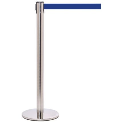 Blue Retractable Belt Barrier, 2m, With Black Post