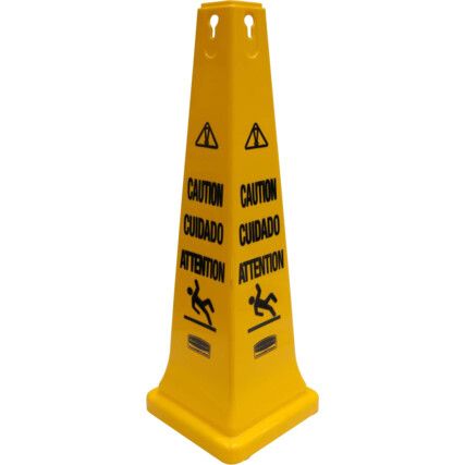 MULTILINGUAL CAUTION FLOOR CONE 36" YELLOW