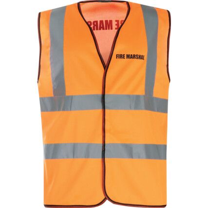 Hi-Vis Vest, Orange (M) C/W Fire Marshal Black Text Front & Back