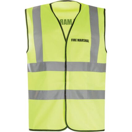 Hi-Vis Vest, Yellow (XL) C/W Fire Marshal Black Text Front & Back