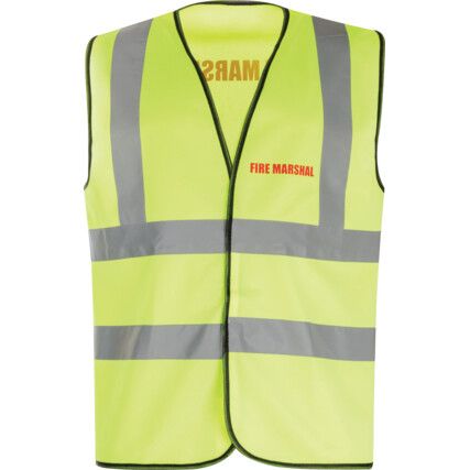 Hi-Vis Vest, Yellow (2XL) C/W Fire Marshal Red Text Front & Back