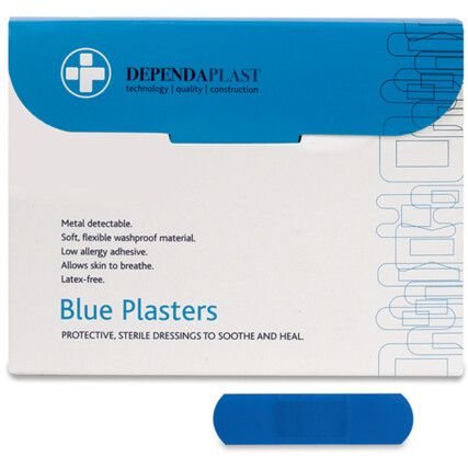 DEPENDAPLAST BLUE FOOD AREA PLASTERS 6CMx2CM (BX-100)