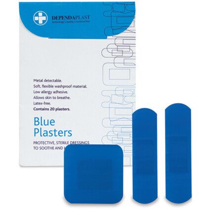 DEPENDAPLAST BLUE FOOD AREA PLASTERS ASSORTED (PK-20)