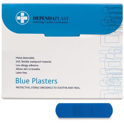 DEPENDAPLAST BLUE FOOD AREA PLASTERS 7CMx2CM (BX-100)