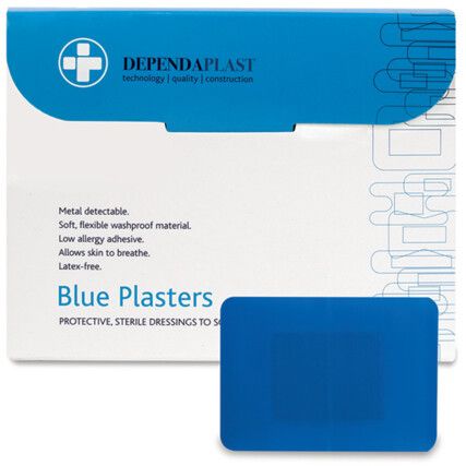 DEPENDAPLAST BLUE FOOD AREA PLASTERS 7.5CMx5CM (BX-50)