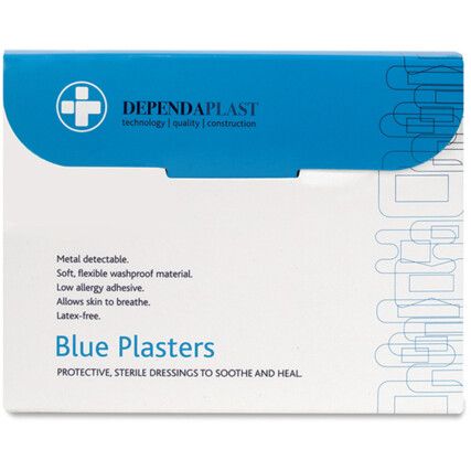 DEPENDAPLAST BLUE FOOD AREA PLASTERS ASSORTED (BX-100)