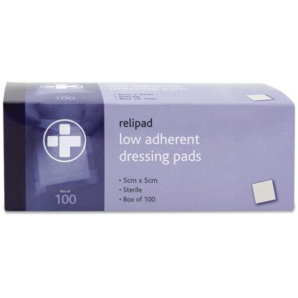 RELIPAD LOW ADHERENT DRESSING PADS STERILE 5CMx5CM (BX-100)